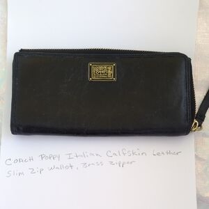 Coach "Poppy" Black Calfskin Leather Wallet